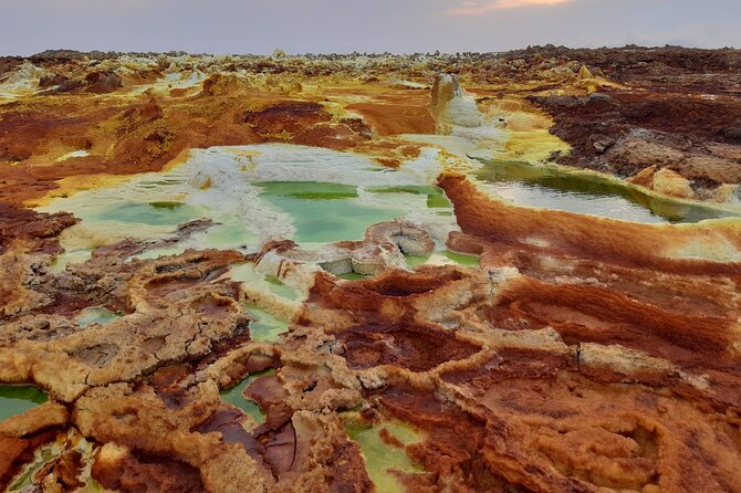 3-Day Danakil Depression Expedition - Day 2: Sunrise Geothermal at Dallol, Then Salt Plains, Caves, and the Erta Ale Area